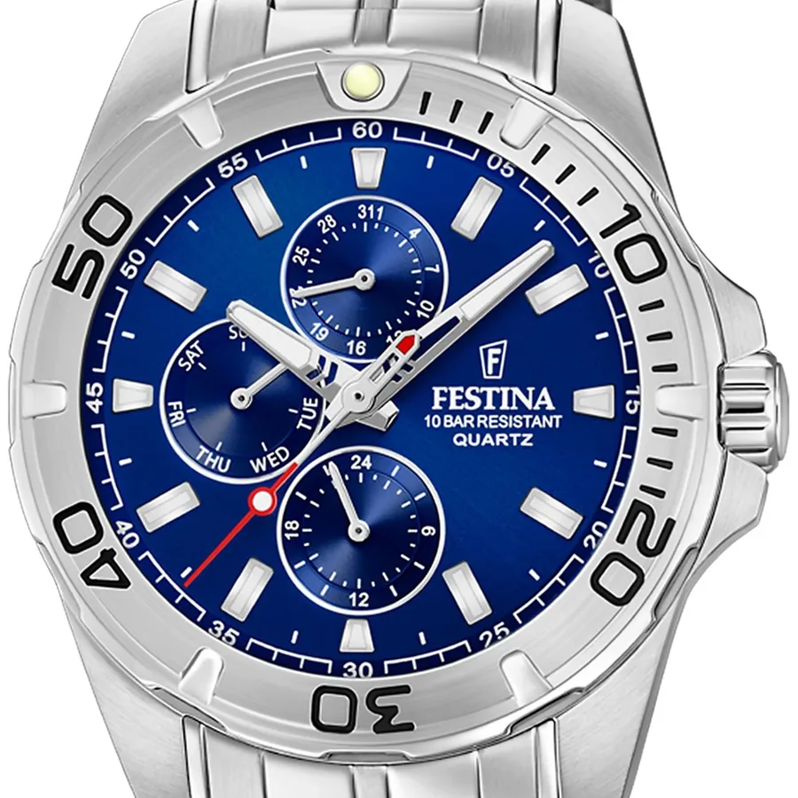 Festina 43mm Blue Dial, Silver-Tone Stainless Steel Bracelet, view 3