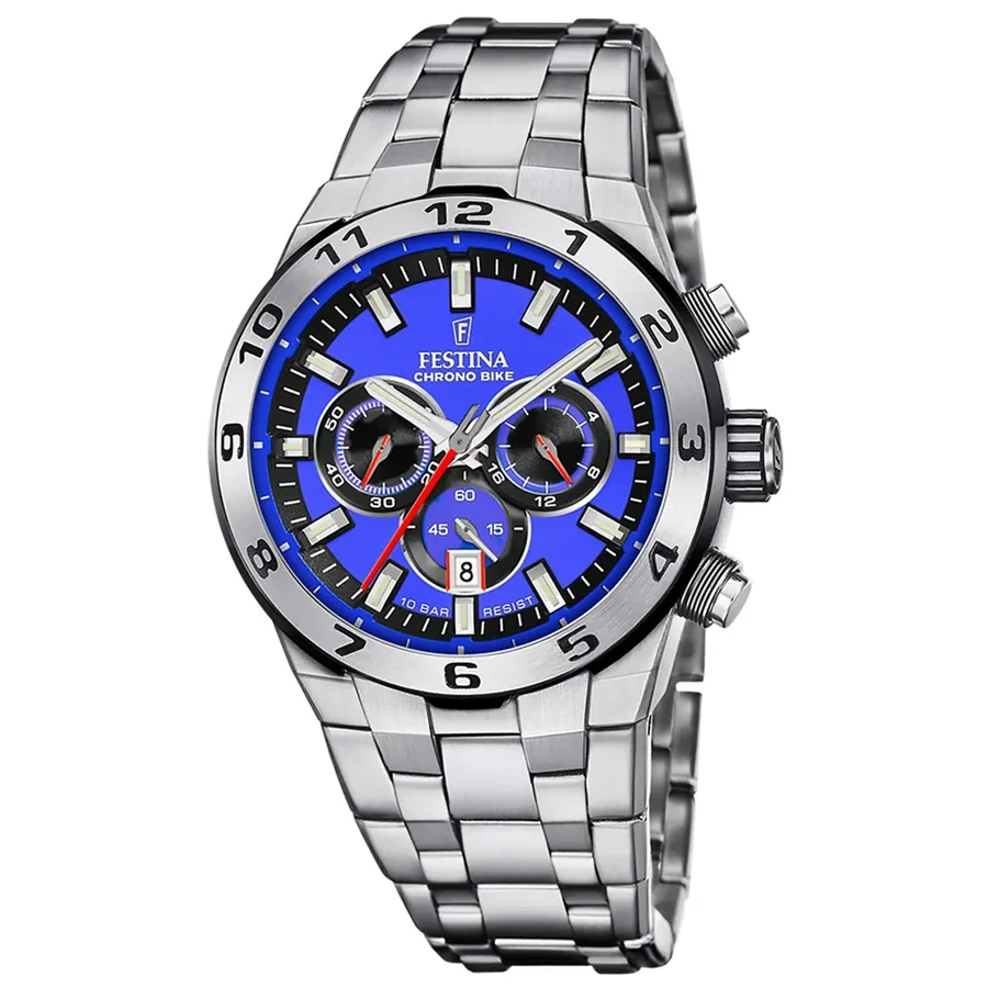 Festina 44.5mm Chronograph Blue Dial, front view
