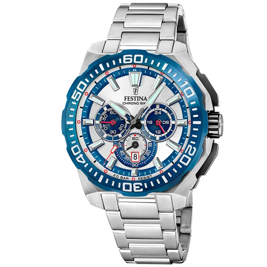 Festina 45.5mm Chronograph Blue Dial, front view