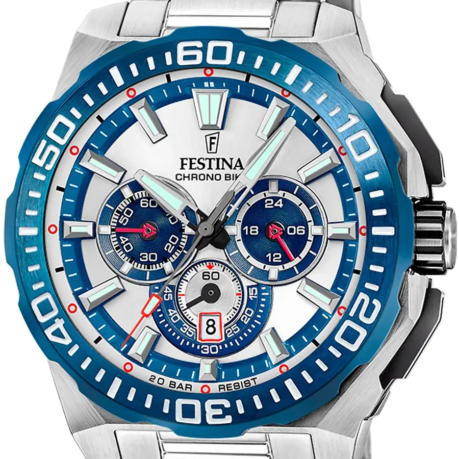Festina 45.5mm Chronograph Blue Dial, view 3