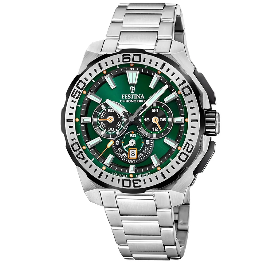 Festina 45.5mm Chronograph Green Dial, front view