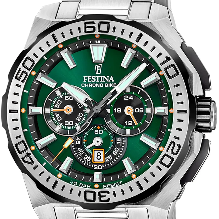 Festina 45.5mm Chronograph Green Dial, view 3