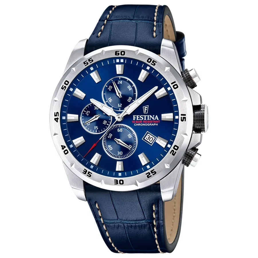 Festina 45mm Chronograph Blue Dial, front view