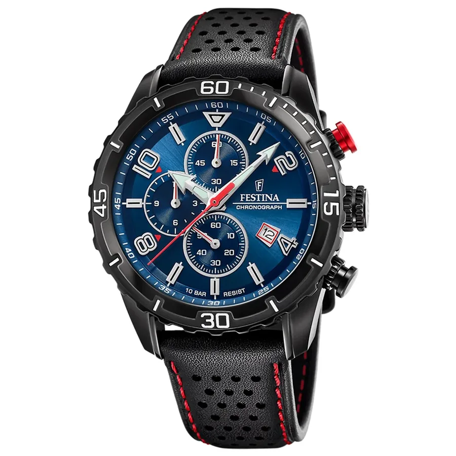 Festina 45mm Chronograph Dark Blue Dial, front view