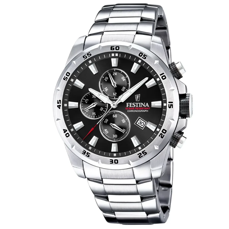Festina Chrono Sport 45mm Black Dial, front view