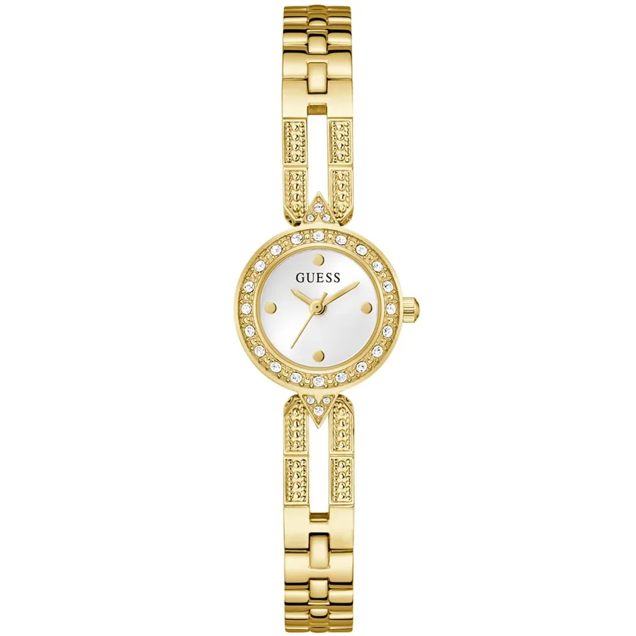Guess 23mm Silver Dial, Gold-Tone Stainless Steel Bracelet, front view