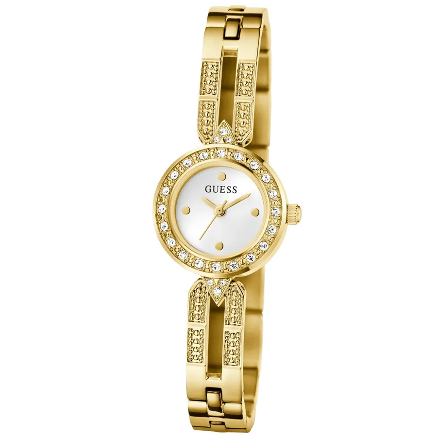 Guess 23mm Silver Dial, Gold-Tone Stainless Steel Bracelet, view 5