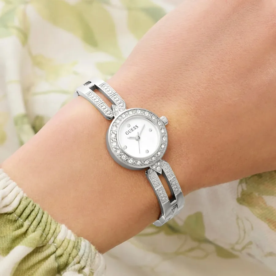 Guess 23mm Silver Dial, Silver-Tone Stainless Steel Bracelet, view 2