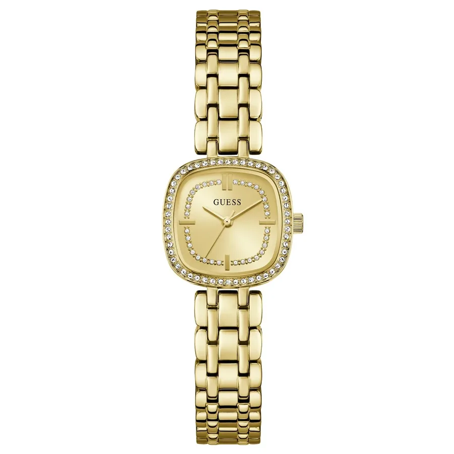 Guess 25mm Champagne Dial, Gold-Tone Stainless Steel Bracelet, Ref. GW1018L2, front view