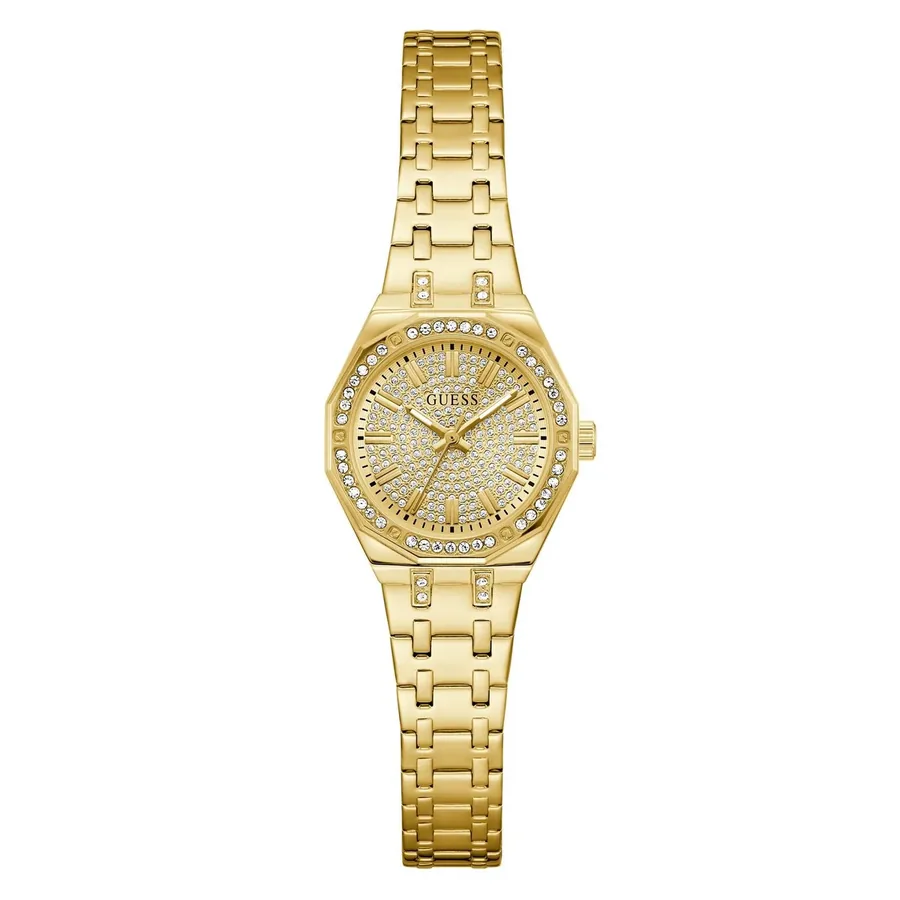 Guess 25mm Champagne Dial, Gold-Tone Stainless Steel Bracelet, Ref. GW0931L2, front view