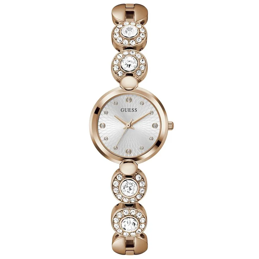 Guess 26mm Silver Dial, Rose Gold-Tone Stainless Steel Bracelet, front view