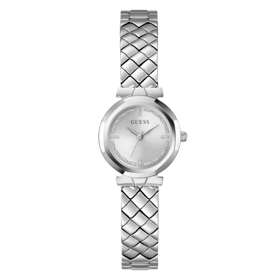 Guess 26mm Silver Dial, Silver-Tone Stainless Steel Bracelet, Ref. GW0839L4, front view