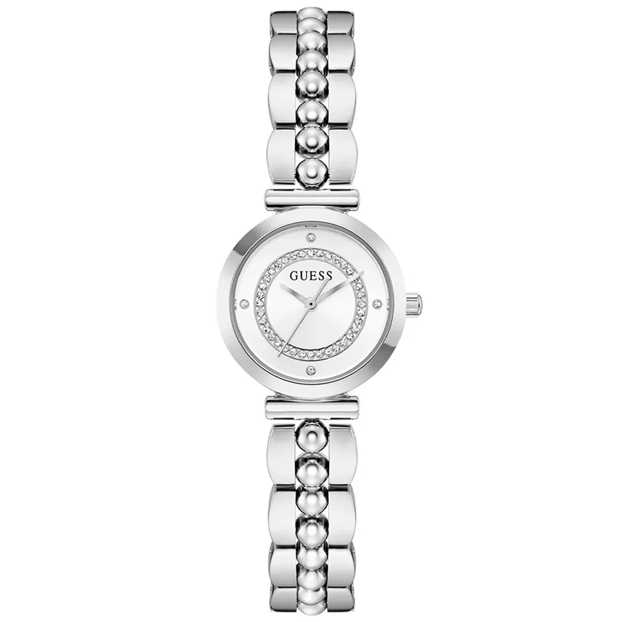Guess 26mm Silver Dial, Silver-Tone Stainless Steel Bracelet, Ref. GW0994L1, front view