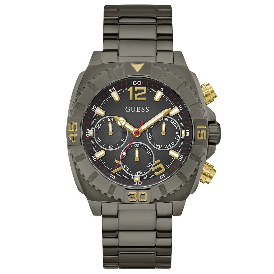 Guess 44mm Black Dial, Black Stainless Steel Bracelet, front view