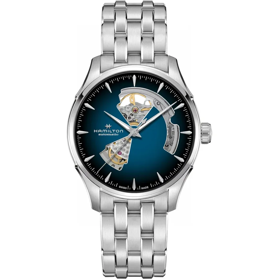 Hamilton Jazzmaster Open Heart Auto 40mm, Blue, steel bracelet, front view