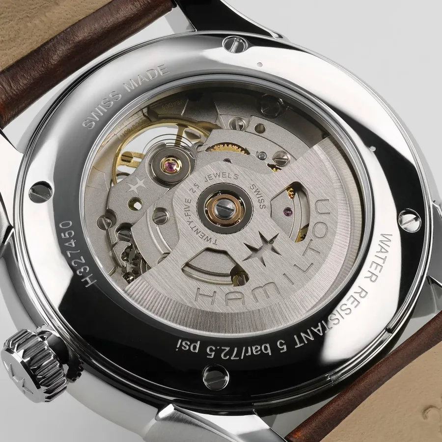 Hamilton Jazzmaster Open Heart Auto 40mm, Burgundy, leather strap, view 4