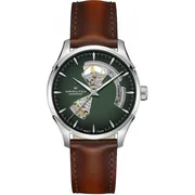 Green, leather strap