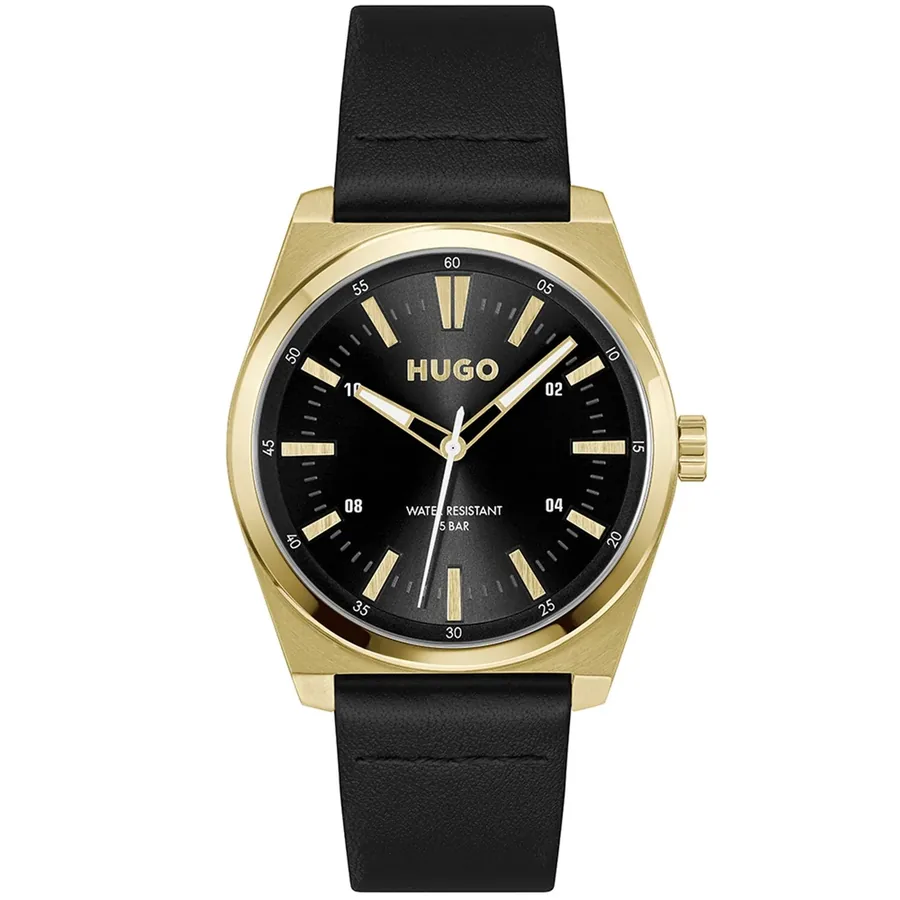 HUGO Ark 40mm Black Dial, Black Leather Strap, Ref. 1530438, front view