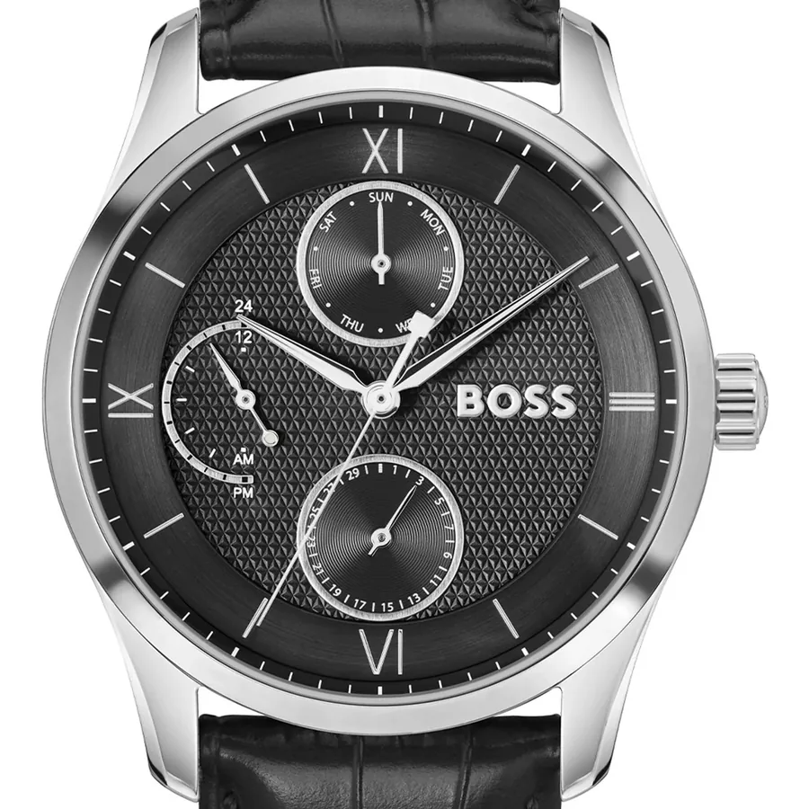Hugo Boss Principle Master 41mm Black Dial, Black Leather Strap, view 2