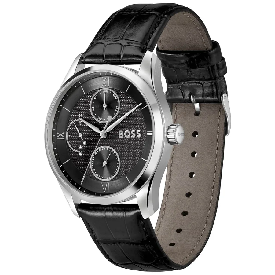 Hugo Boss Principle Master 41mm Black Dial, Black Leather Strap, view 3