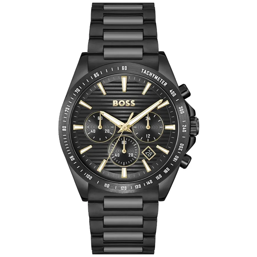 Hugo Boss Strike Chrono 41mm Black Dial, Black Stainless Steel Bracelet, front view