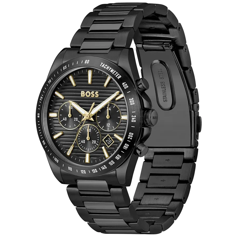 Hugo Boss Strike Chrono 41mm Black Dial, Black Stainless Steel Bracelet, view 3
