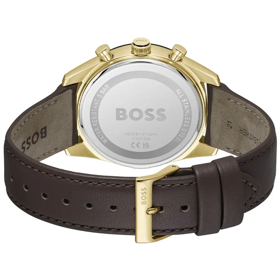 Hugo Boss Tourmaster 41mm Black Dial, Brown Leather Strap, view 4
