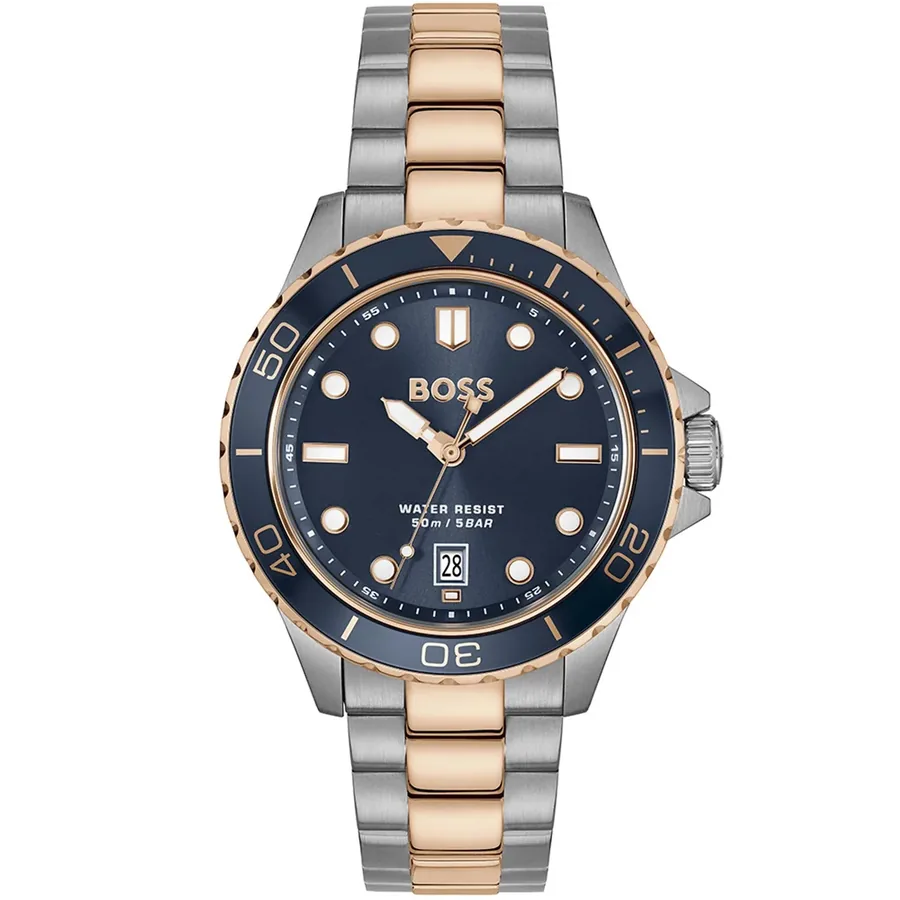 Hugo Boss Troper Sport 41mm Blue Dial, Silver-Tone Stainless Steel Bracelet, front view