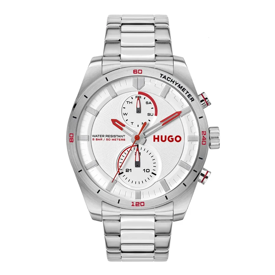HUGO Fast 44mm White Dial, front view