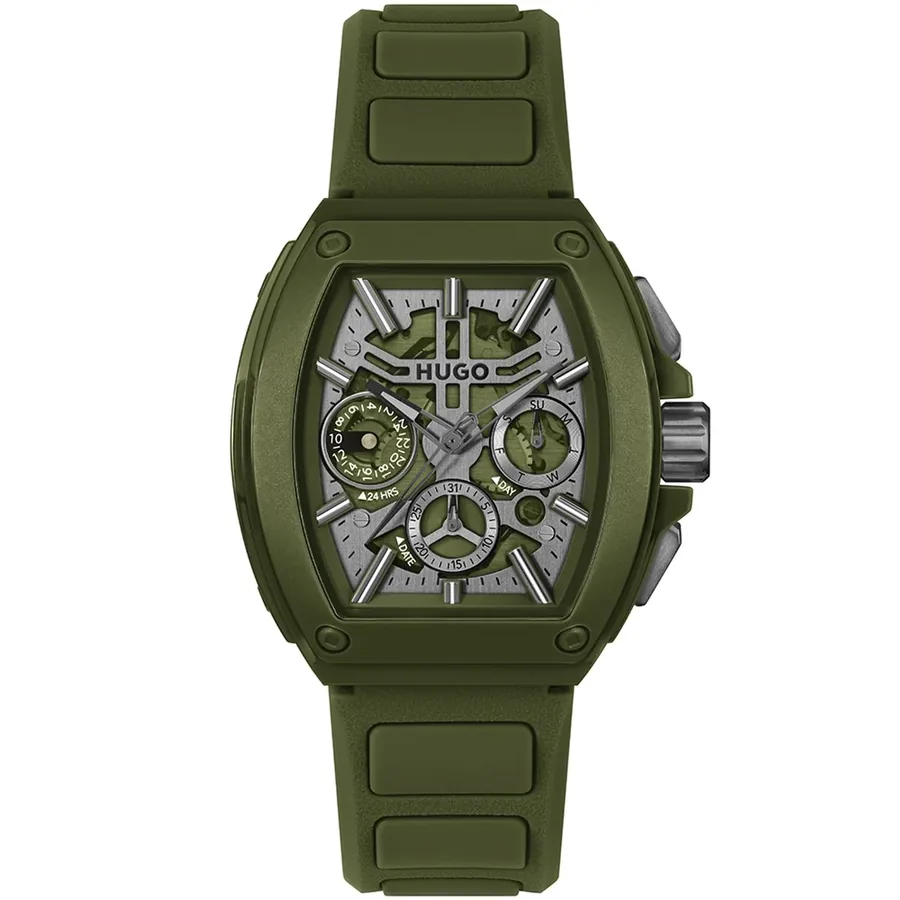 HUGO ID Skeleton 42x47mm Green Dial, front view