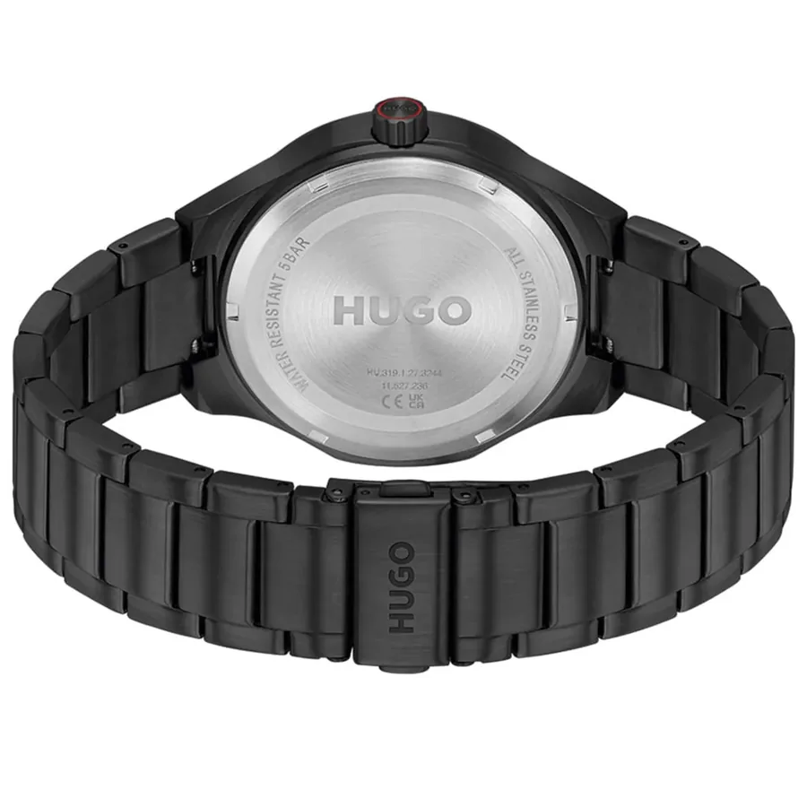 HUGO LIT 42mm Black Dial, Black Stainless Steel Bracelet, view 4