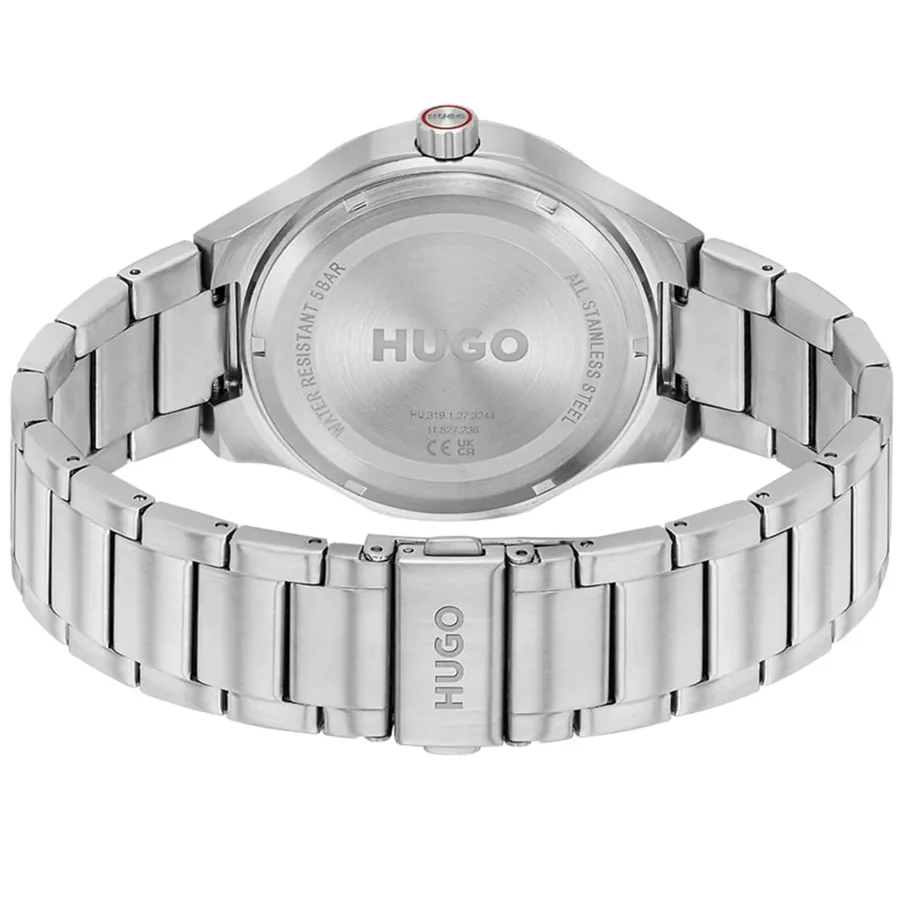 HUGO LIT 42mm Black Dial, Silver-Tone Stainless Steel Bracelet, view 4