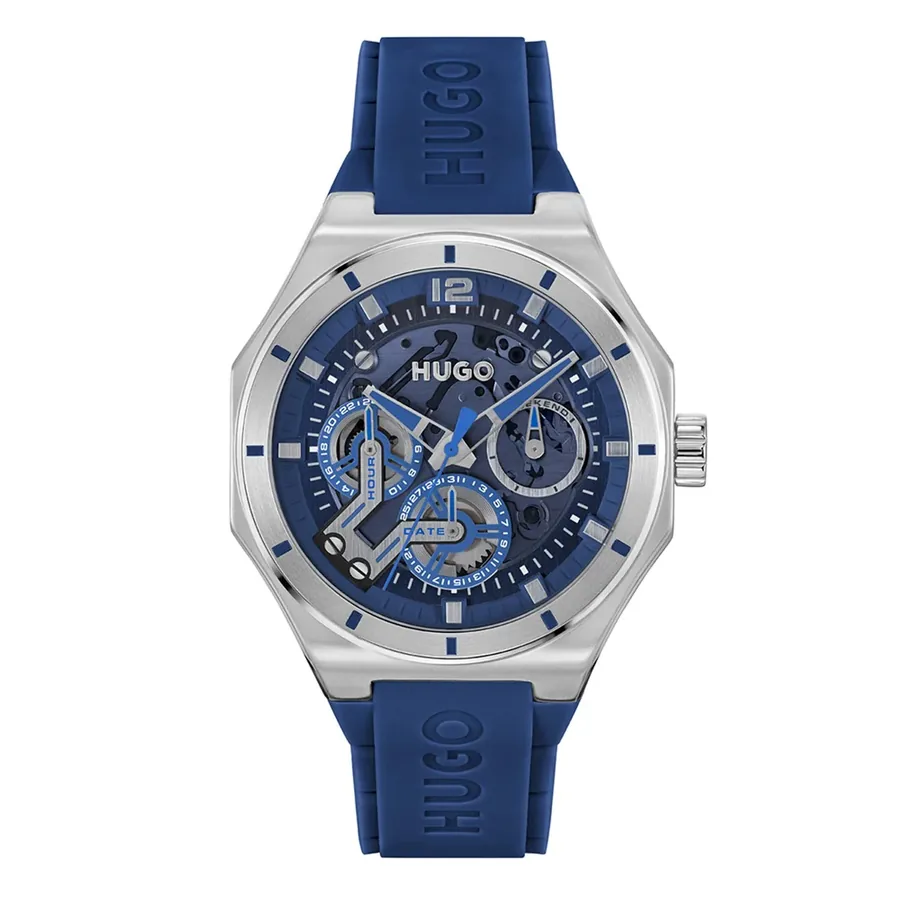 HUGO Skeleton 44mm Blue Dial, front view