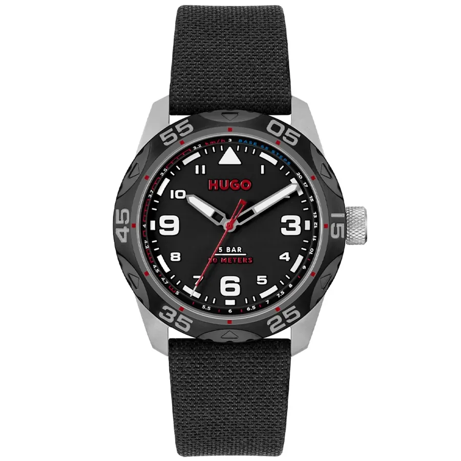 HUGO Trek 42mm Black Dial, front view