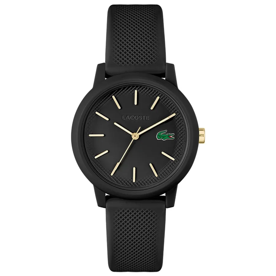 Lacoste Black Dial, Black Rubber Strap, Ref. 2001212, front view