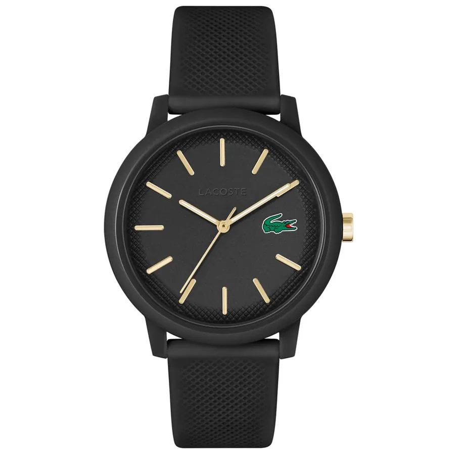 Lacoste Black Dial, Black Rubber Strap, Ref. 2011233, front view