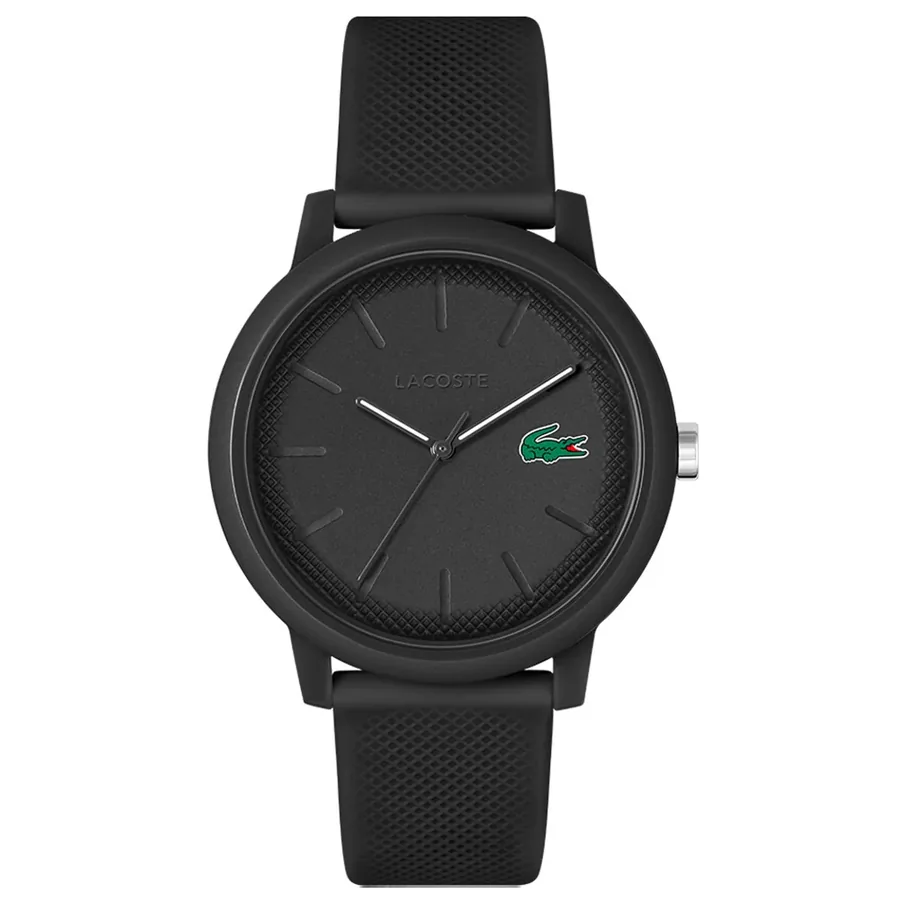 Lacoste Black Dial, Black Rubber Strap, Ref. 2011171, front view