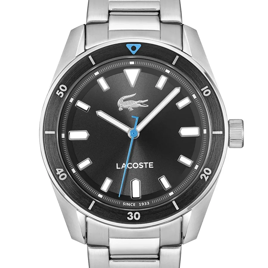 Lacoste Boston 39mm Black Dial, Silver-Tone Stainless Steel Bracelet, view 2