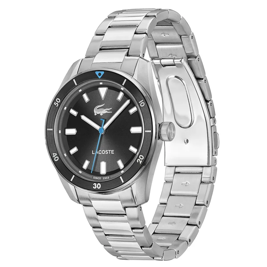 Lacoste Boston 39mm Black Dial, Silver-Tone Stainless Steel Bracelet, view 3