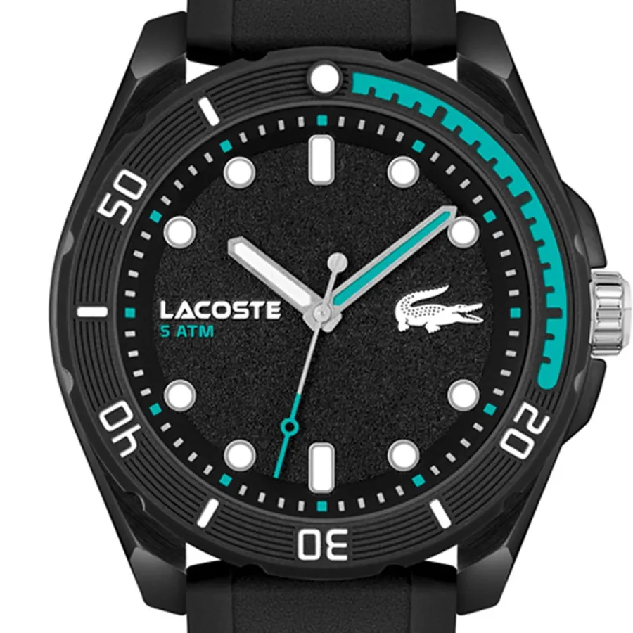 Lacoste Finn 44mm Black Dial, Black Rubber Strap, view 2