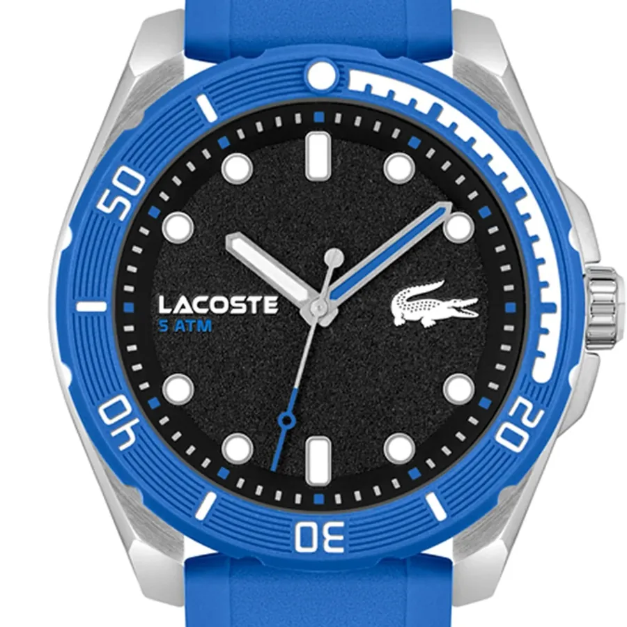 Lacoste Finn 44mm Black Dial, Blue Rubber Strap, view 2