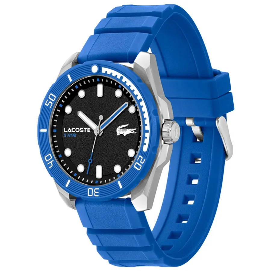 Lacoste Finn 44mm Black Dial, Blue Rubber Strap, view 3