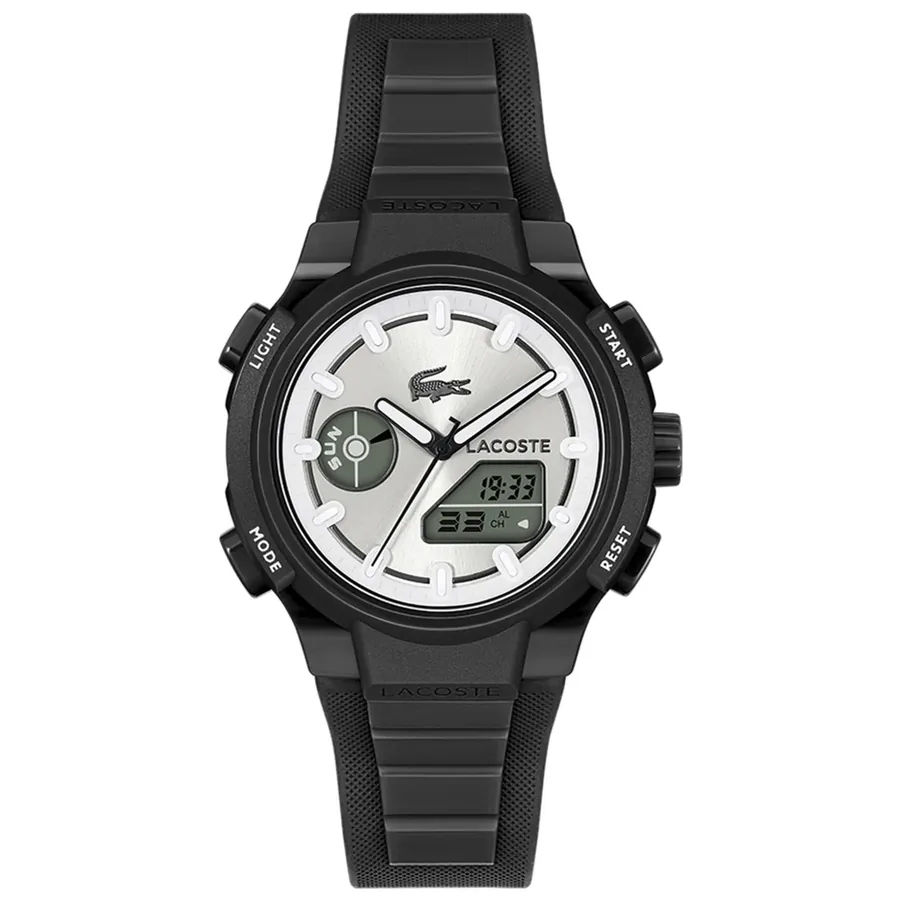 Lacoste LC33 40mm Silver Dial, Black Rubber Strap, Ref. 2001479, front view