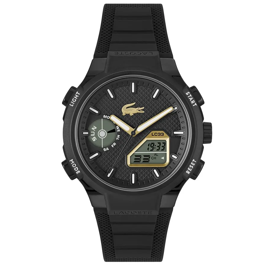 Lacoste LC33 45mm Black and Gold Dial, front view