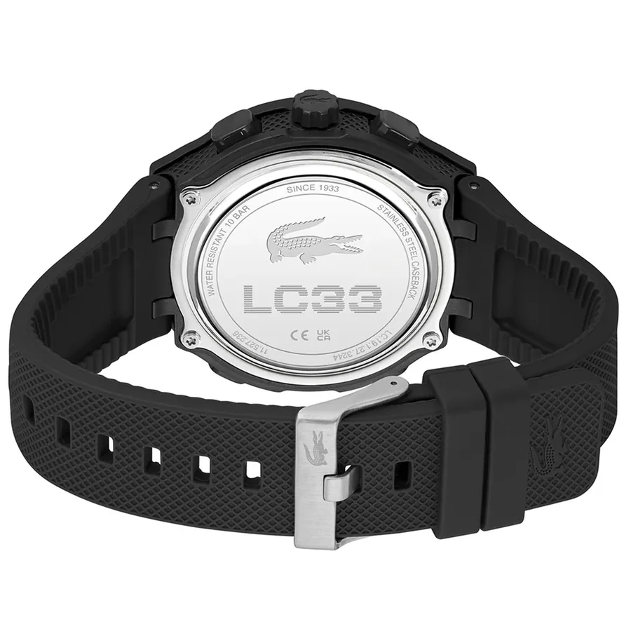 Lacoste LC33 45mm Black Dial, Black Rubber Strap, view 5