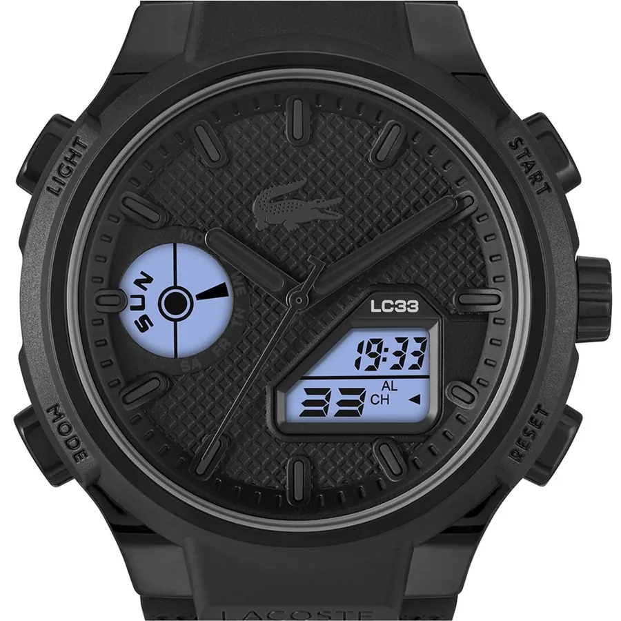 Lacoste LC33 45mm Black Dial, Black Rubber Strap, view 6