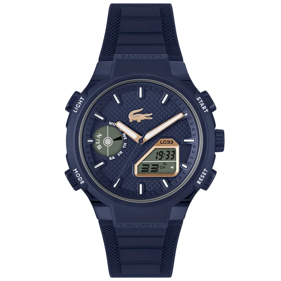 Lacoste LC33 45mm Blue Dial, Blue Rubber Strap, Ref. 2011434, front view