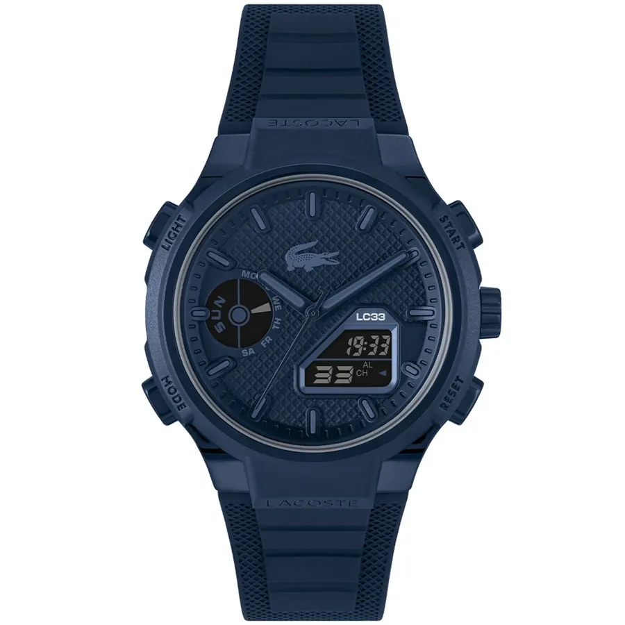 Lacoste LC33 45mm Blue Dial, Blue Rubber Strap, Ref. 2011448, front view