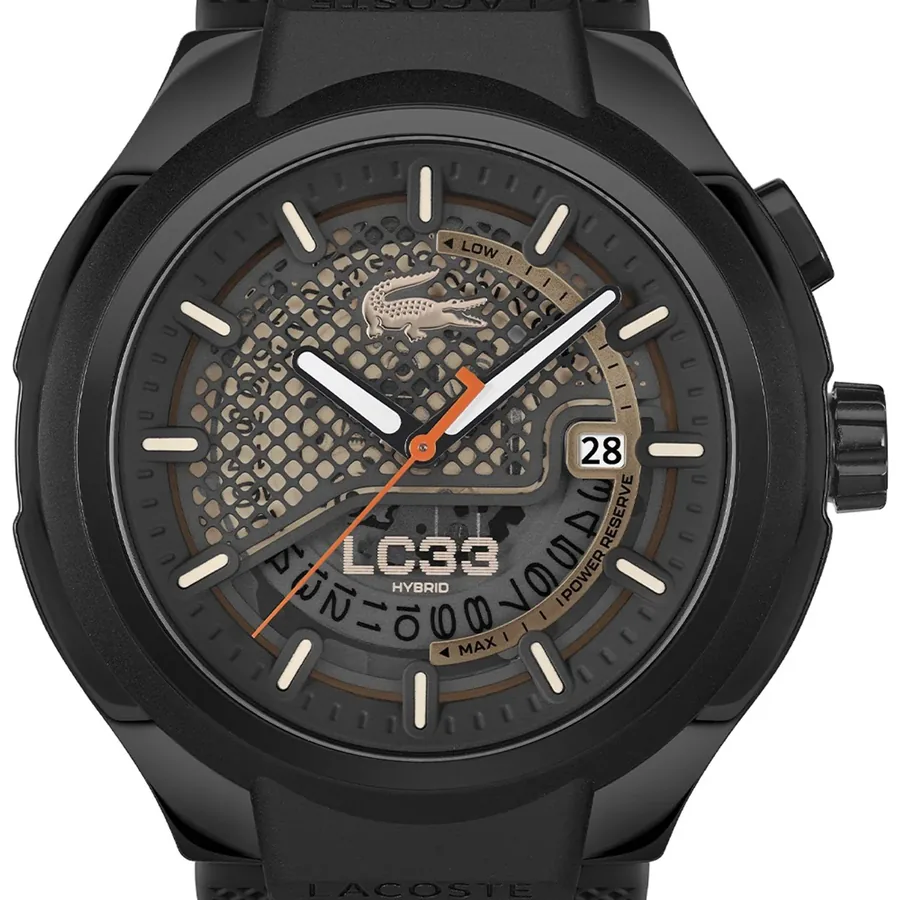 Lacoste LC33 Hybrid 44mm Black Dial, Black Rubber Strap, view 2