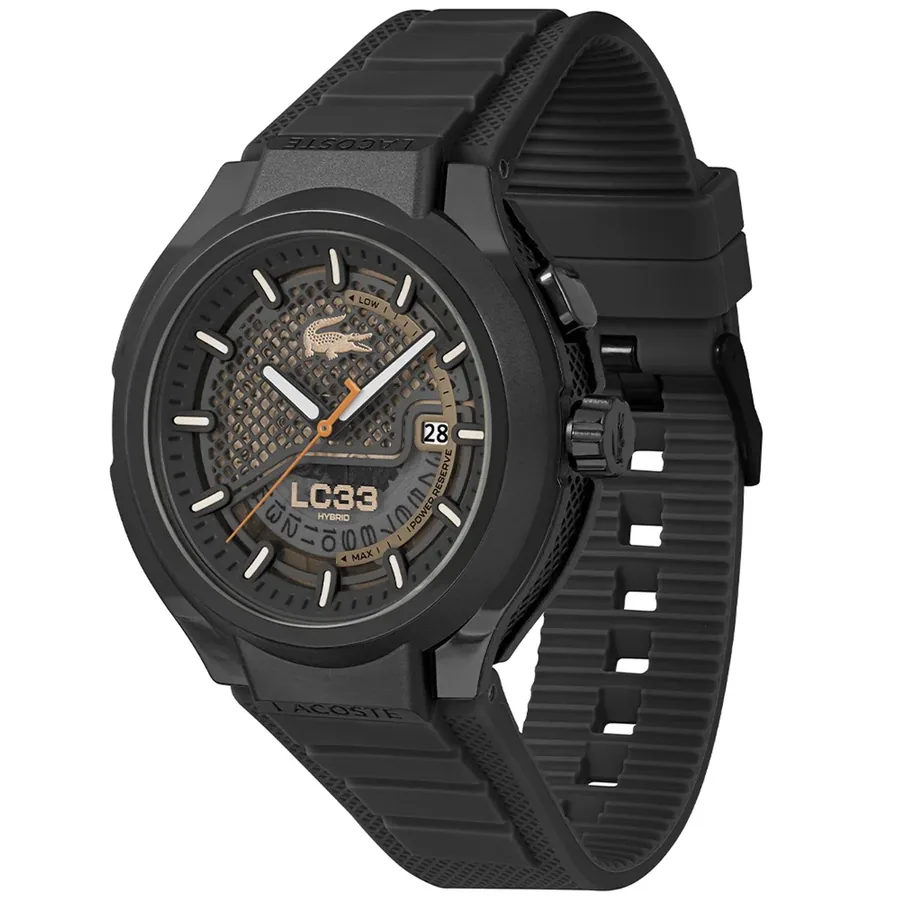 Lacoste LC33 Hybrid 44mm Black Dial, Black Rubber Strap, view 3